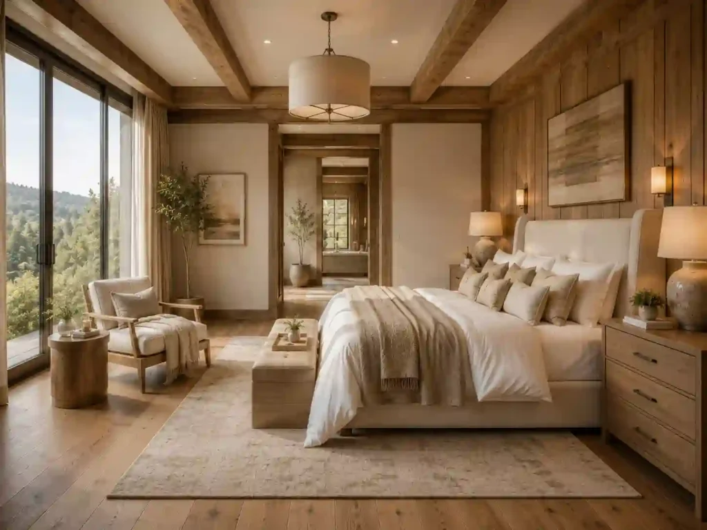 Cozy modern-rustic bedroom retreat