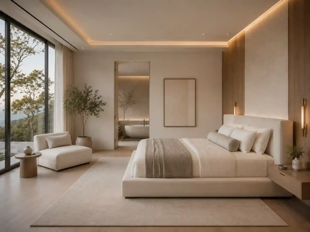 Serene minimalist luxury bedroom interior