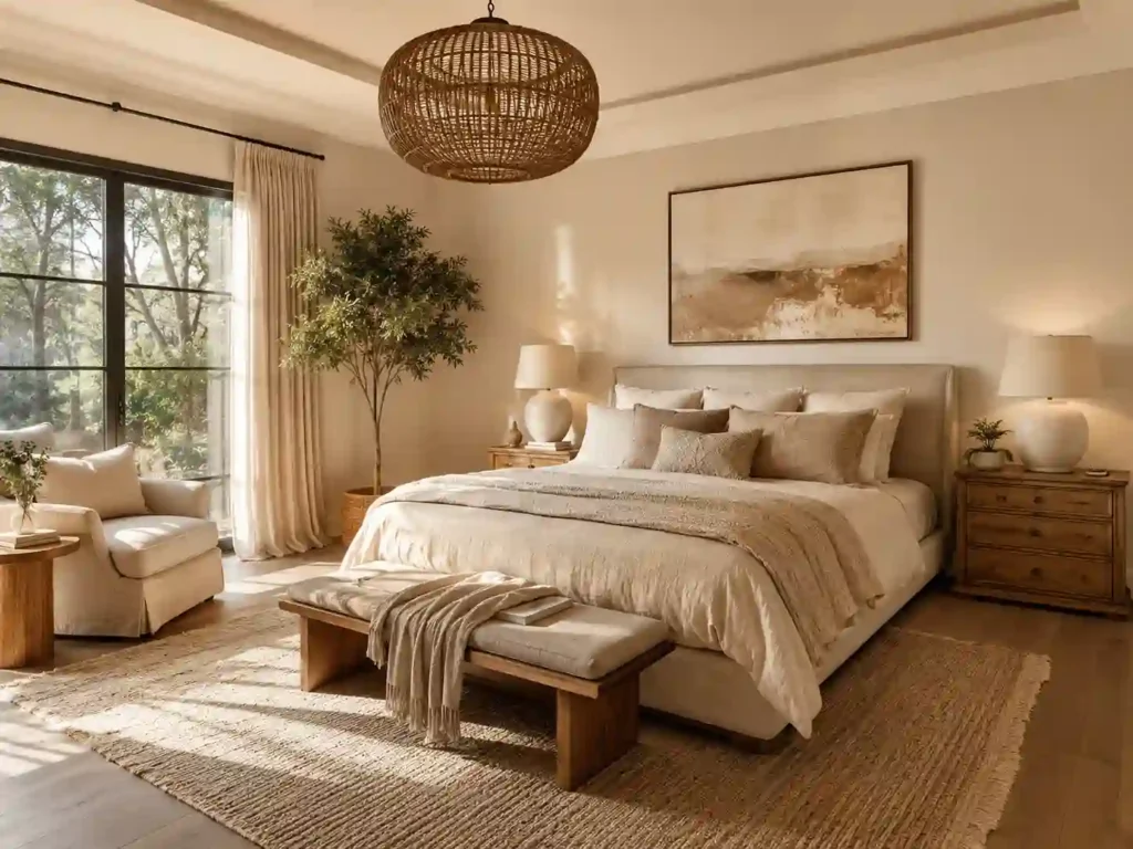 Serene modern boho bedroom retreat