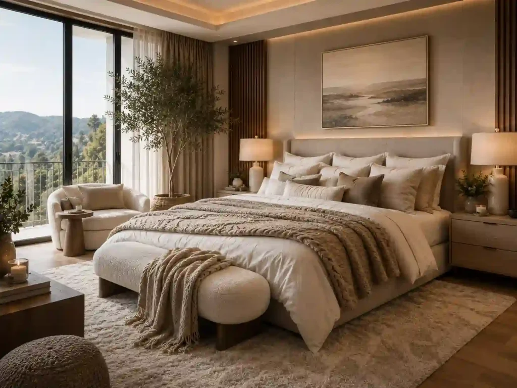 Serene modern bedroom with natural light